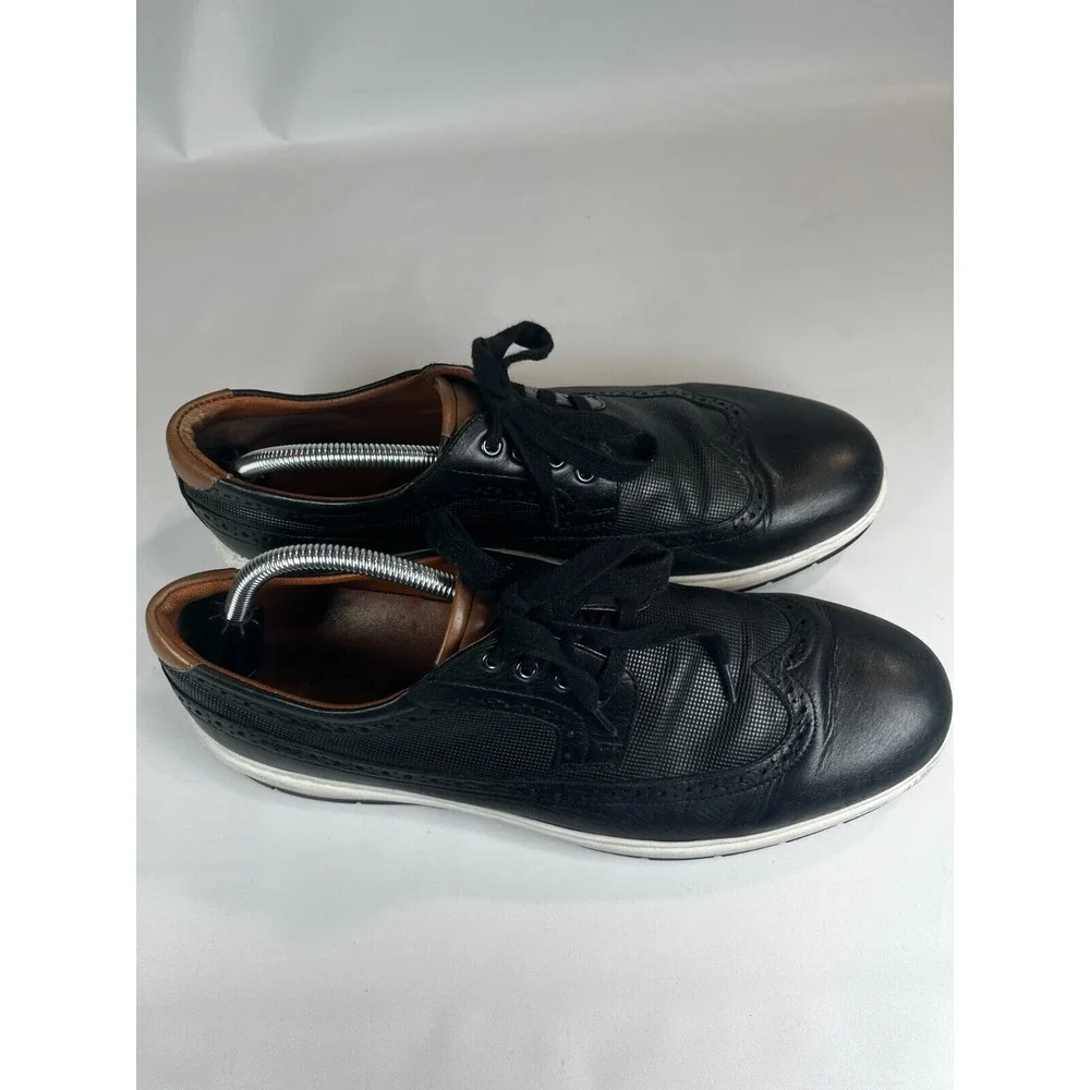 Johnston & Murphy Mens Elliston Derby Dress Shoes Black Leather‎ Wingtip 10M